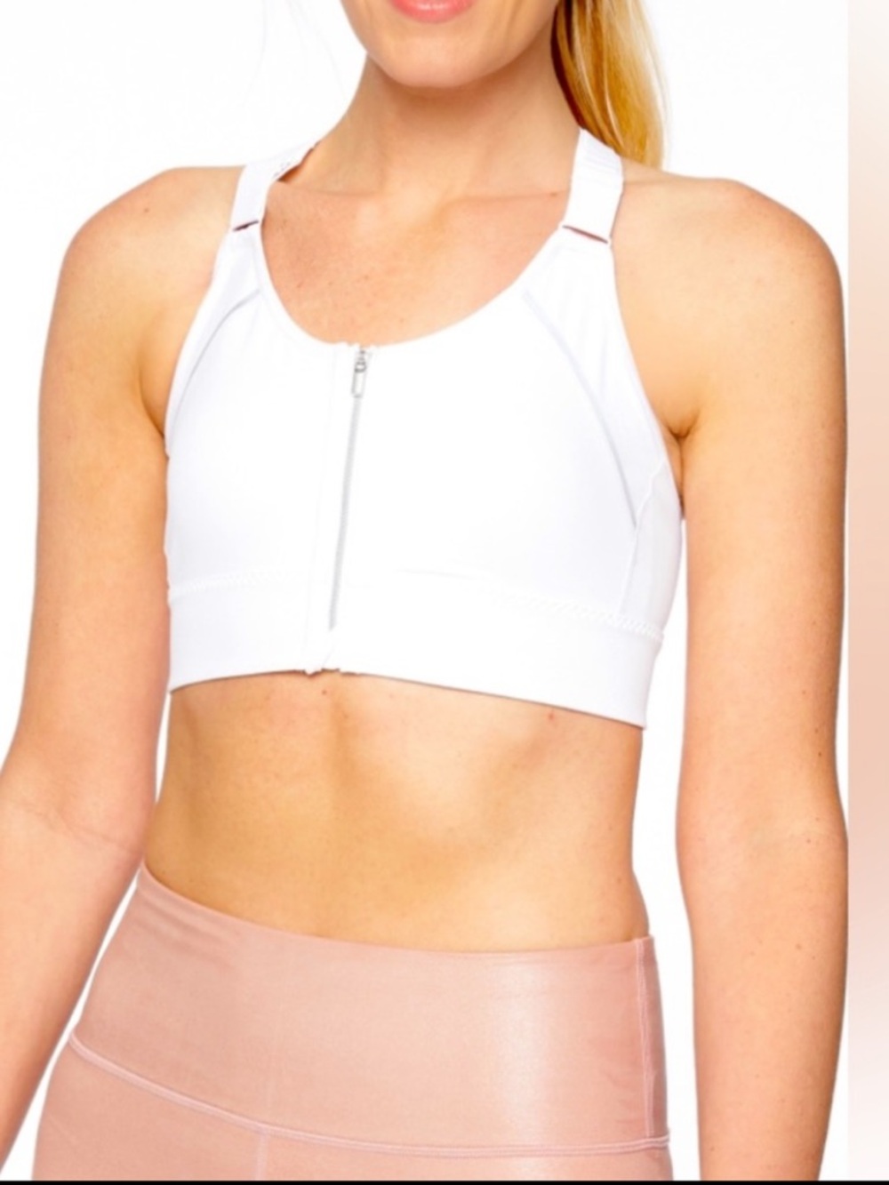 Athleta Empower Sports Bra in White Size Medium